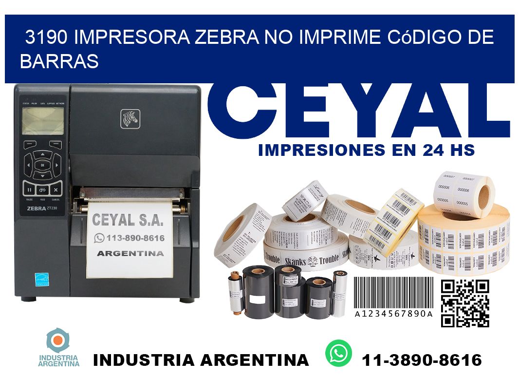 3190 impresora Zebra no imprime código de barras