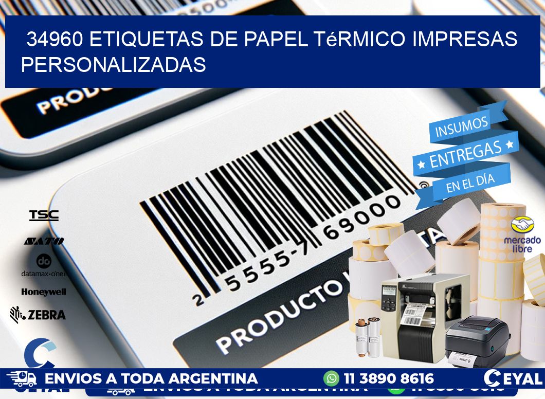 34960 Etiquetas de papel térmico impresas personalizadas