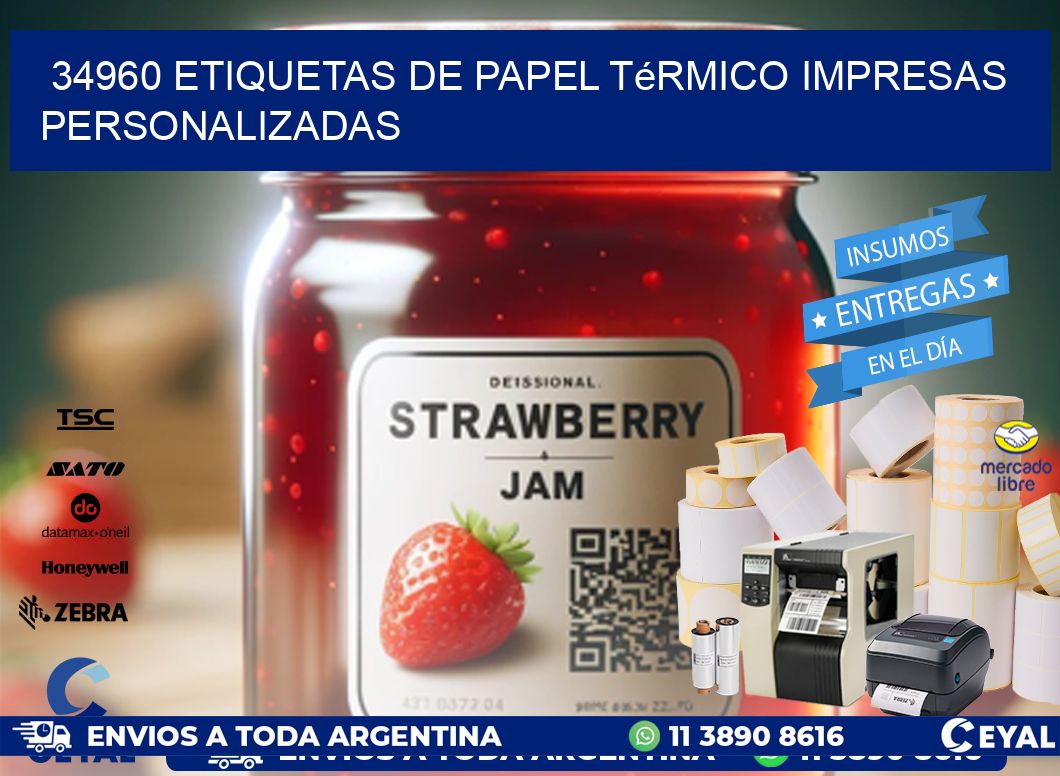 34960 Etiquetas de papel térmico impresas personalizadas