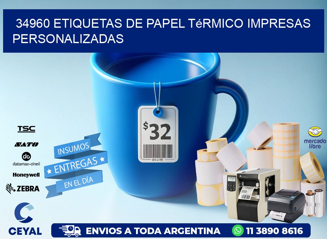 34960 Etiquetas de papel térmico impresas personalizadas