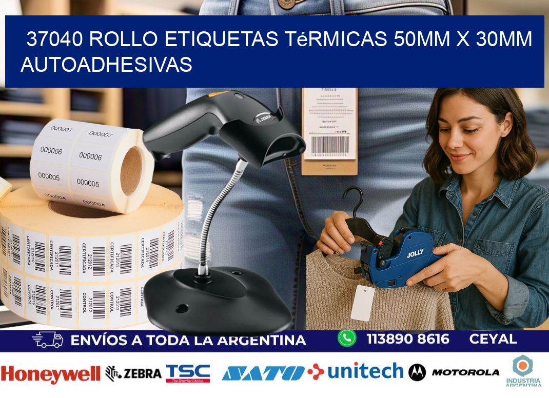 37040 Rollo Etiquetas Térmicas 50mm X 30mm Autoadhesivas