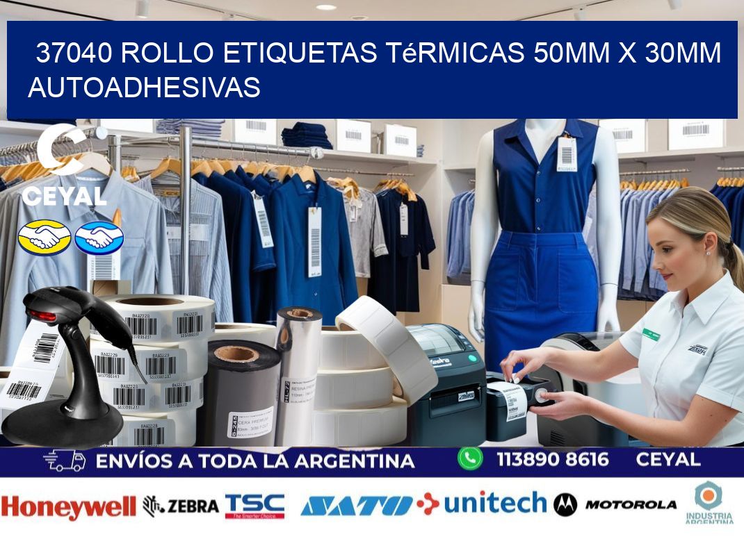 37040 Rollo Etiquetas Térmicas 50mm X 30mm Autoadhesivas