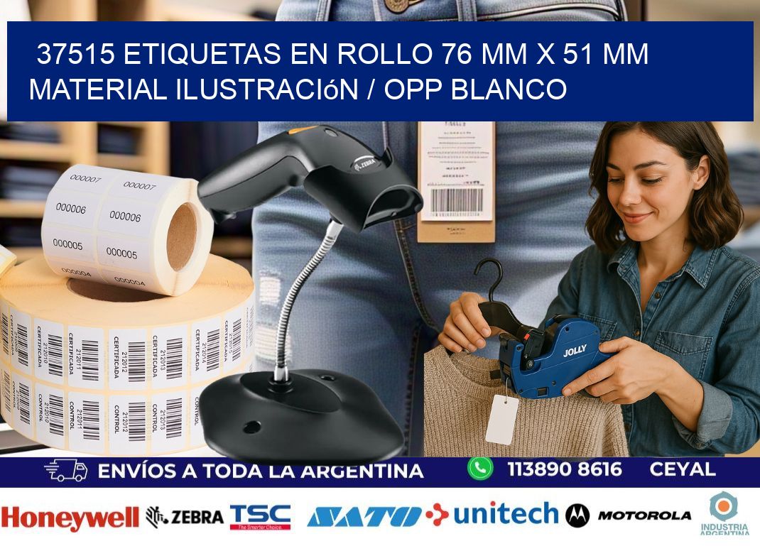 37515 Etiquetas en rollo 76 mm x 51 mm material Ilustración / OPP Blanco