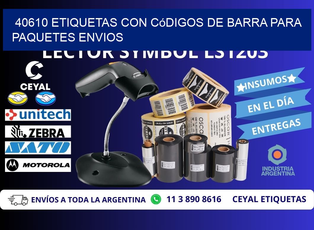 40610 etiquetas con códigos de barra para paquetes envios