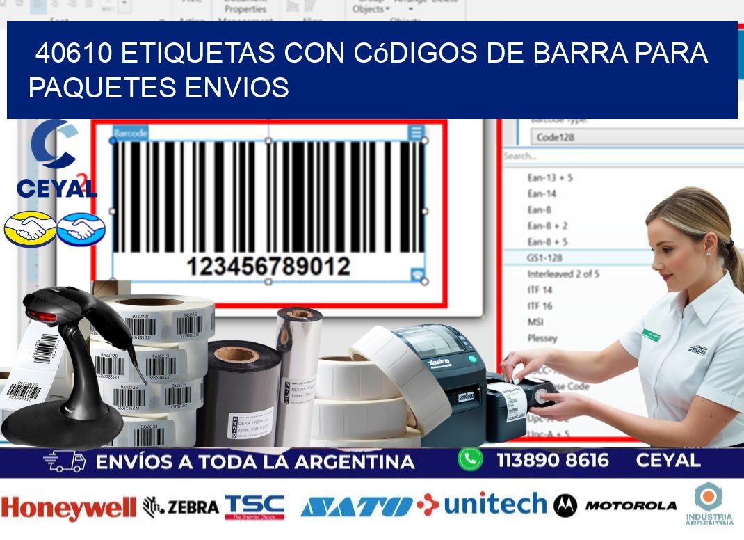 40610 etiquetas con códigos de barra para paquetes envios