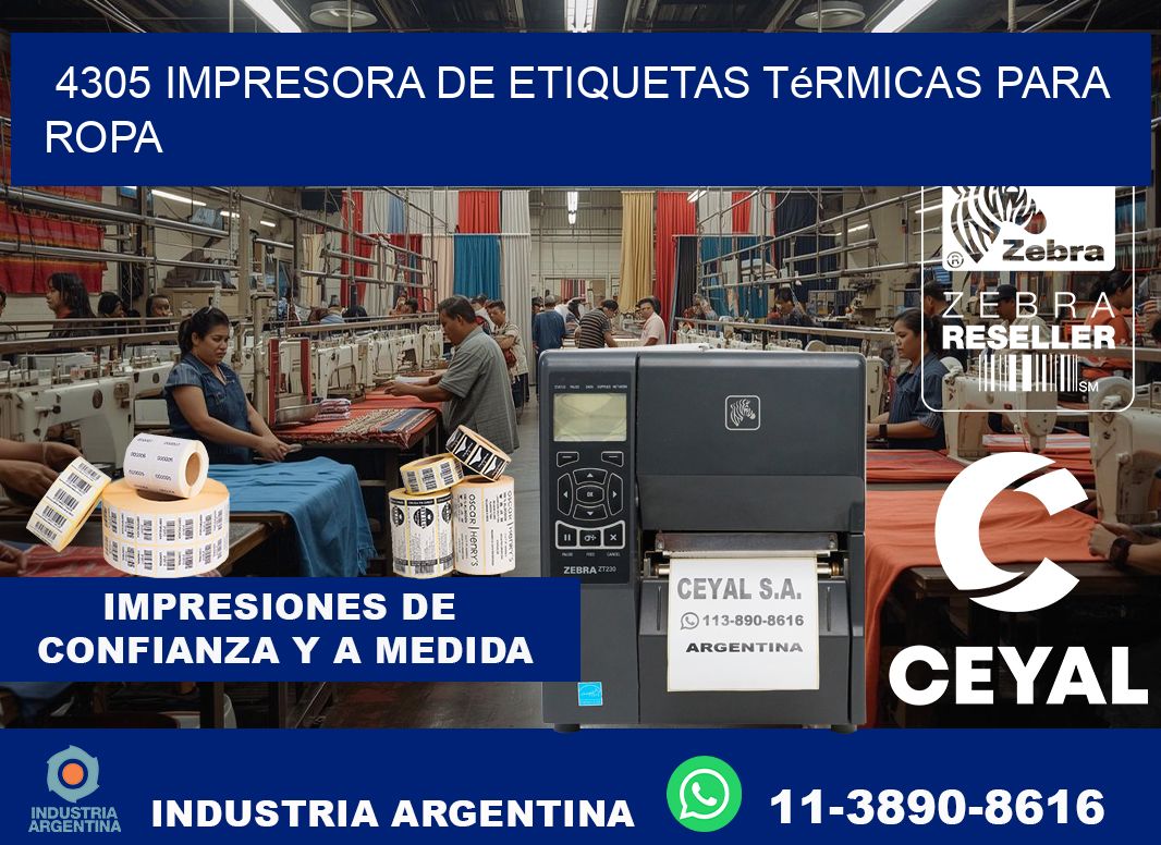 4305 impresora de etiquetas térmicas para ropa