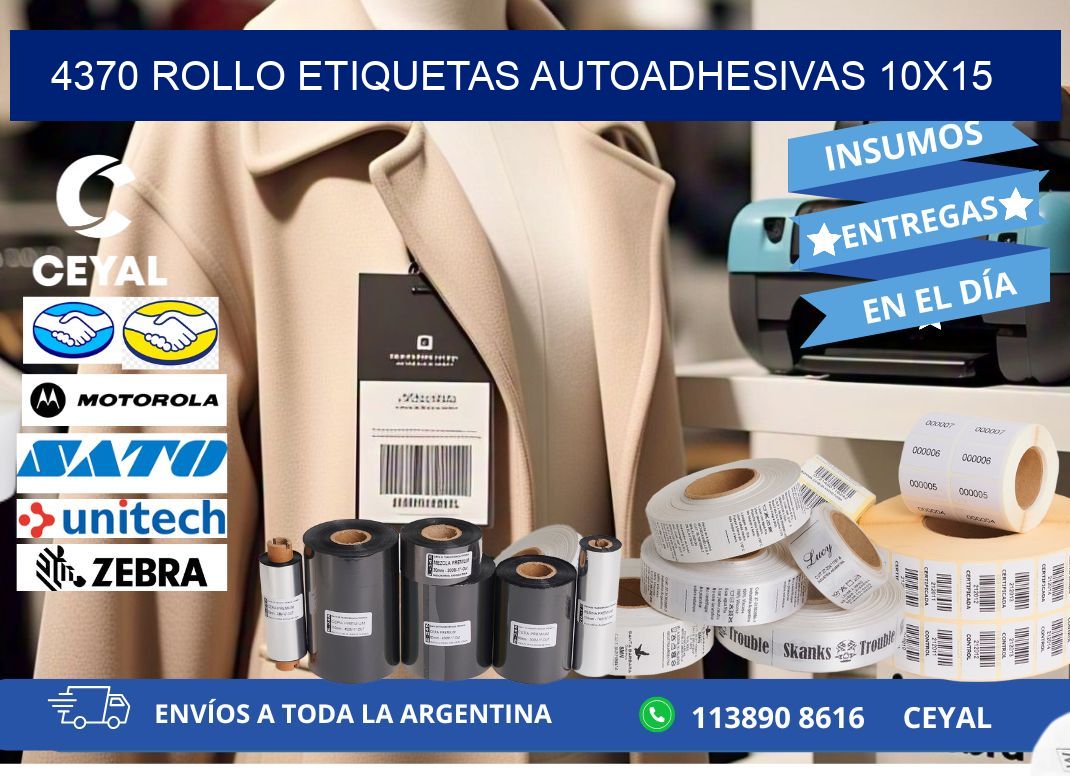 4370 Rollo Etiquetas autoadhesivas 10x15