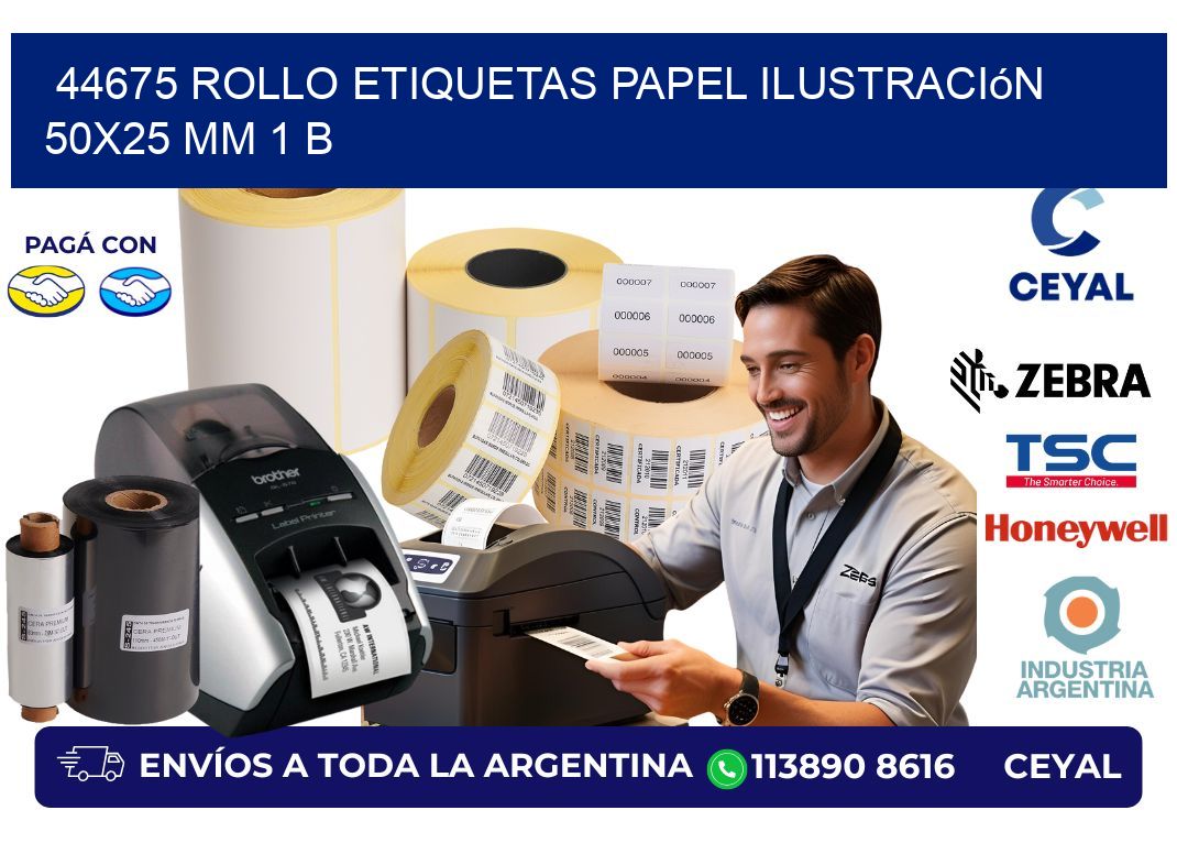 44675 Rollo Etiquetas Papel Ilustración 50x25 Mm 1 B