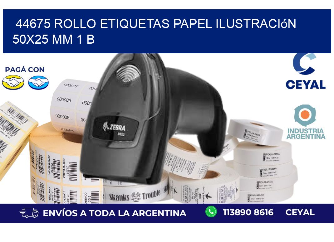 44675 Rollo Etiquetas Papel Ilustración 50x25 Mm 1 B