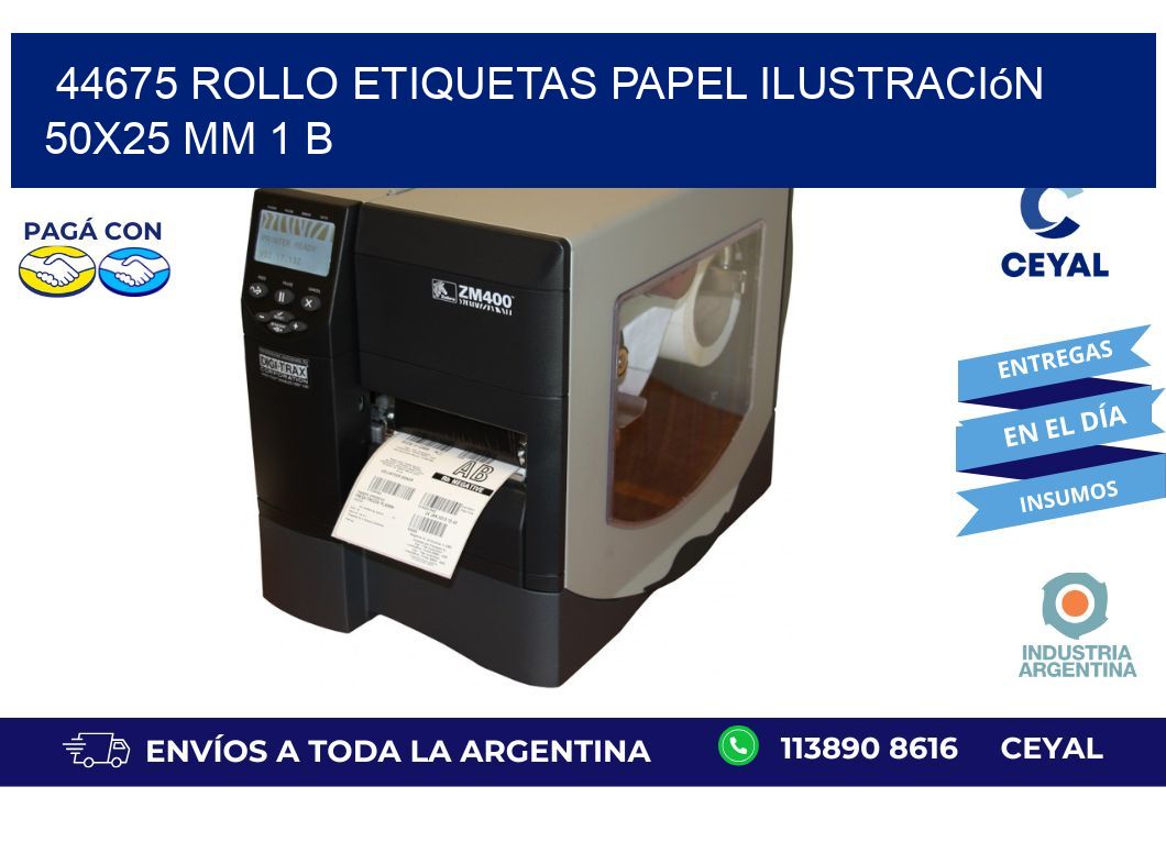 44675 Rollo Etiquetas Papel Ilustración 50x25 Mm 1 B