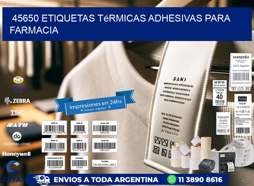 45650 etiquetas térmicas adhesivas para farmacia