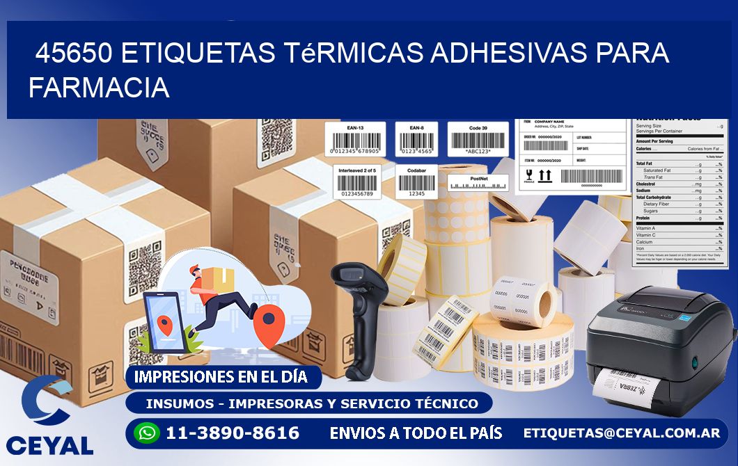 45650 etiquetas térmicas adhesivas para farmacia