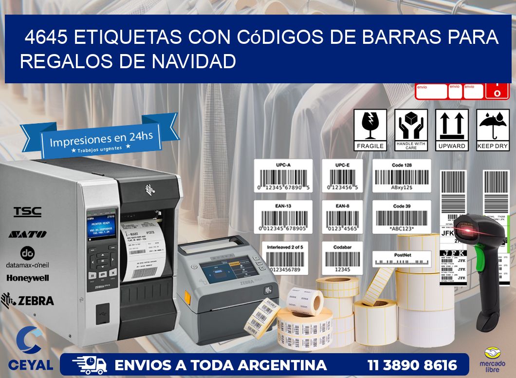 4645 etiquetas con códigos de barras para regalos de navidad