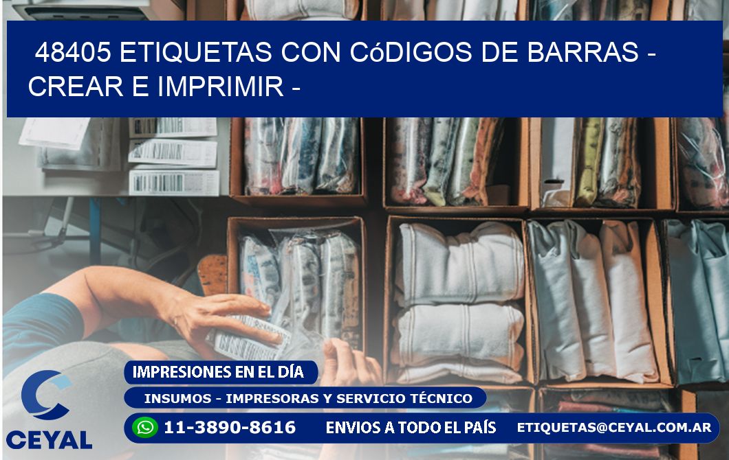 48405 etiquetas con códigos de barras - Crear e imprimir -
