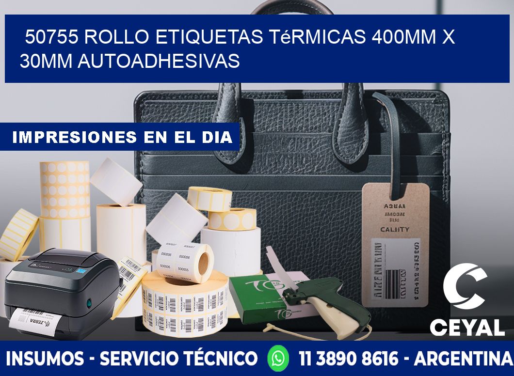 50755 Rollo Etiquetas Térmicas 400mm X 30mm Autoadhesivas