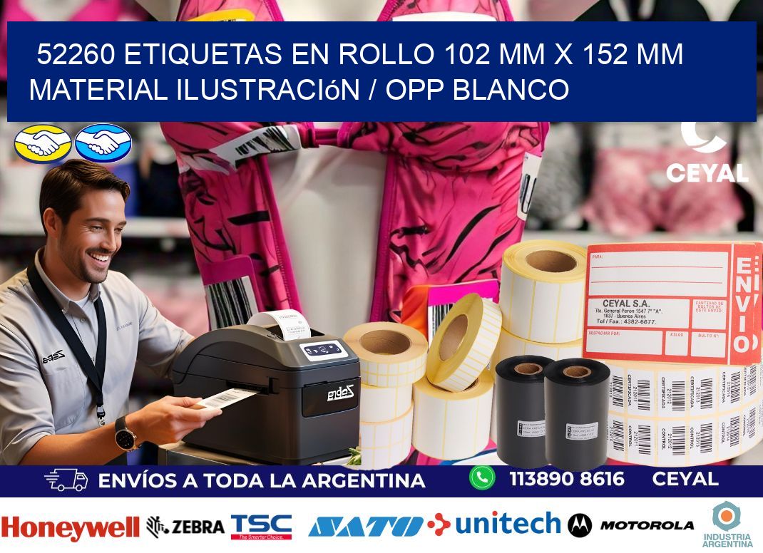 52260 Etiquetas en rollo 102 mm x 152 mm material Ilustración / OPP Blanco