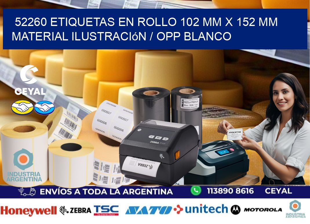 52260 Etiquetas en rollo 102 mm x 152 mm material Ilustración / OPP Blanco