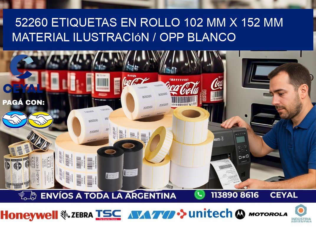 52260 Etiquetas en rollo 102 mm x 152 mm material Ilustración / OPP Blanco