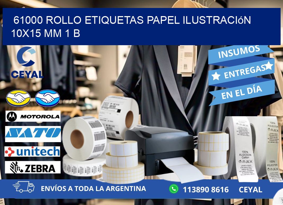 61000 Rollo Etiquetas Papel Ilustración 10x15 Mm 1 B