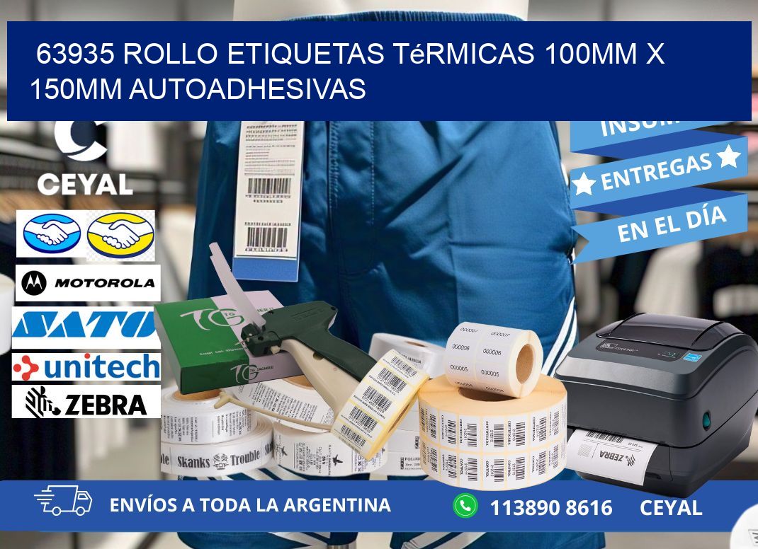 63935 Rollo Etiquetas Térmicas 100mm X 150mm Autoadhesivas