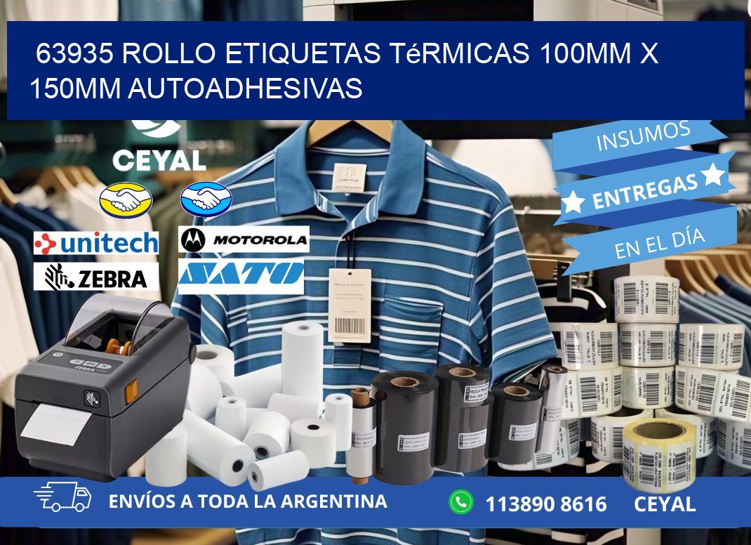 63935 Rollo Etiquetas Térmicas 100mm X 150mm Autoadhesivas