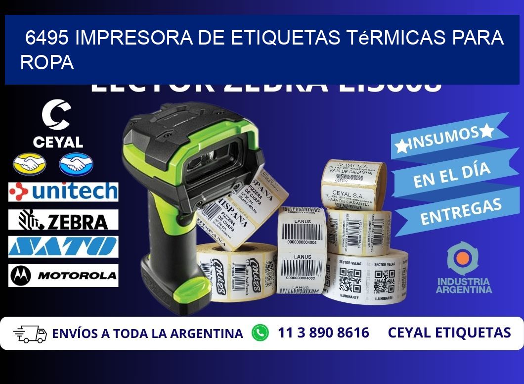 6495 impresora de etiquetas térmicas para ropa