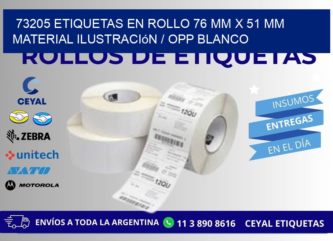 73205 Etiquetas en rollo 76 mm x 51 mm material Ilustración / OPP Blanco