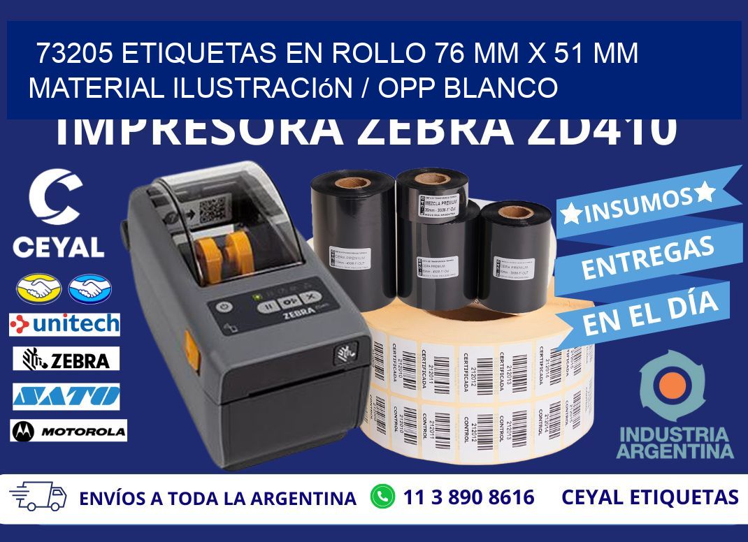 73205 Etiquetas en rollo 76 mm x 51 mm material Ilustración / OPP Blanco