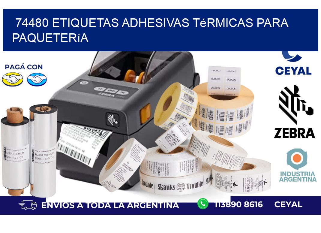 74480 etiquetas adhesivas térmicas para paquetería