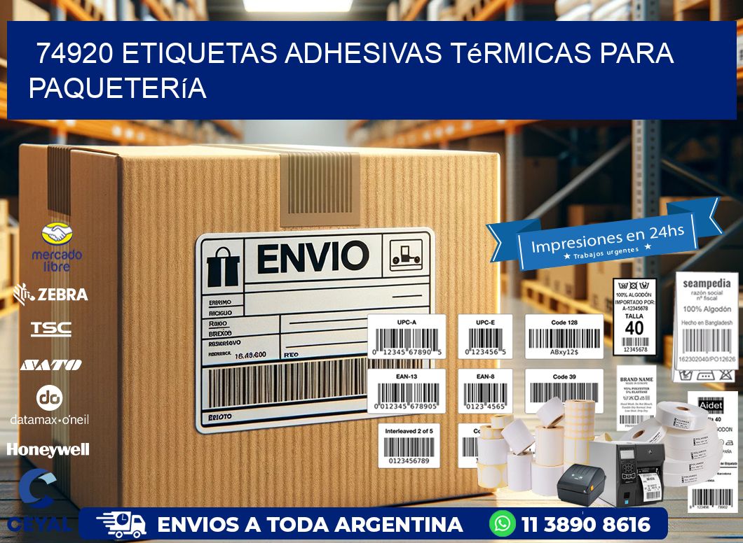 74920 etiquetas adhesivas térmicas para paquetería