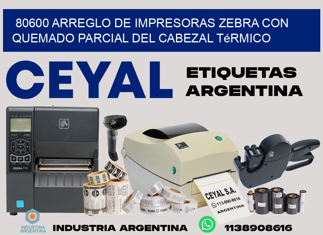 80600 arreglo de impresoras zebra con quemado parcial del cabezal térmico