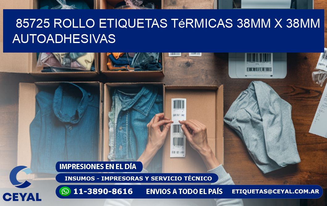 85725 Rollo Etiquetas Térmicas 38mm X 38mm Autoadhesivas