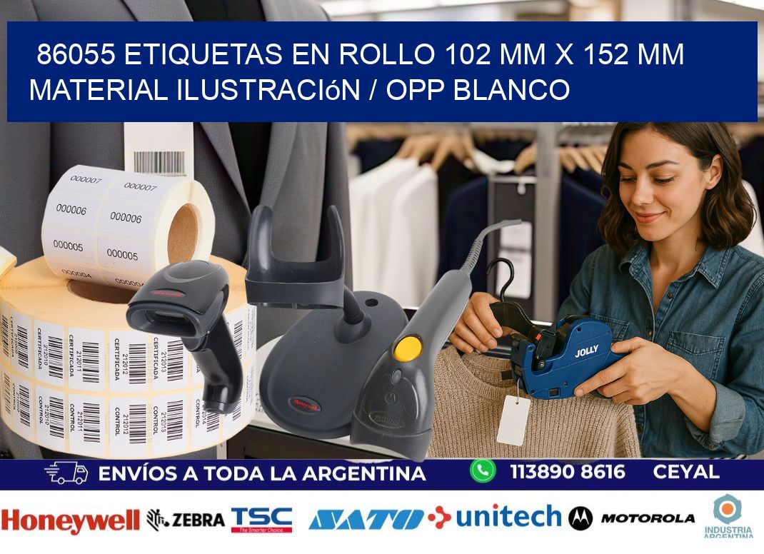 86055 Etiquetas en rollo 102 mm x 152 mm material Ilustración / OPP Blanco