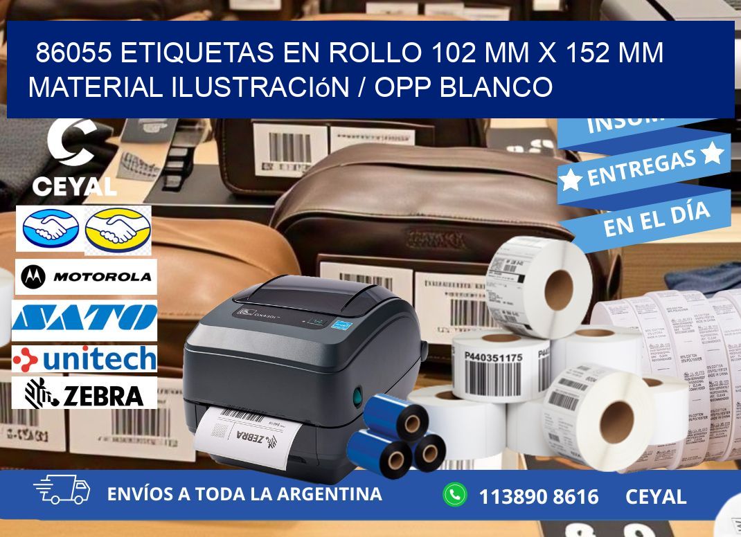 86055 Etiquetas en rollo 102 mm x 152 mm material Ilustración / OPP Blanco