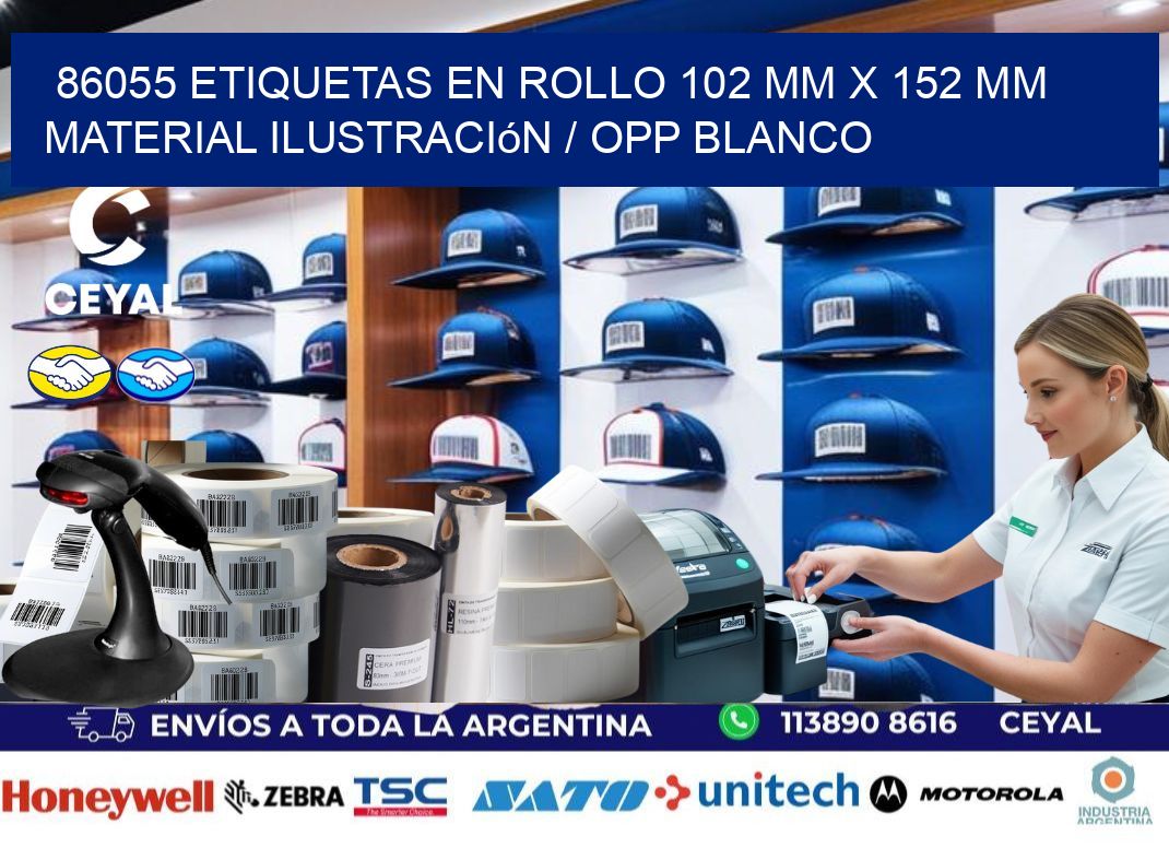 86055 Etiquetas en rollo 102 mm x 152 mm material Ilustración / OPP Blanco