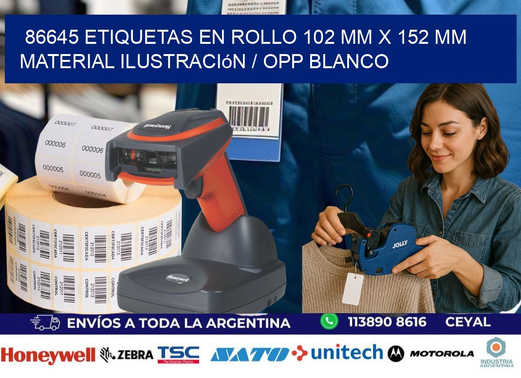 86645 Etiquetas en rollo 102 mm x 152 mm material Ilustración / OPP Blanco