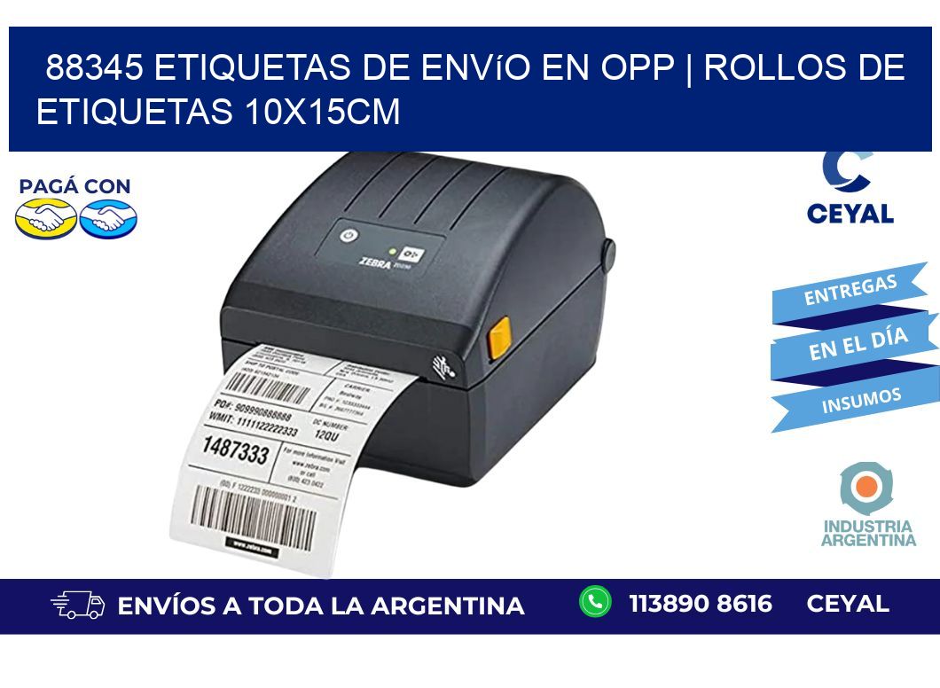 88345 Etiquetas de envío en opp | Rollos De Etiquetas 10x15CM