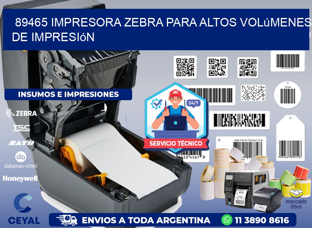 89465 impresora zebra para altos volúmenes de impresión