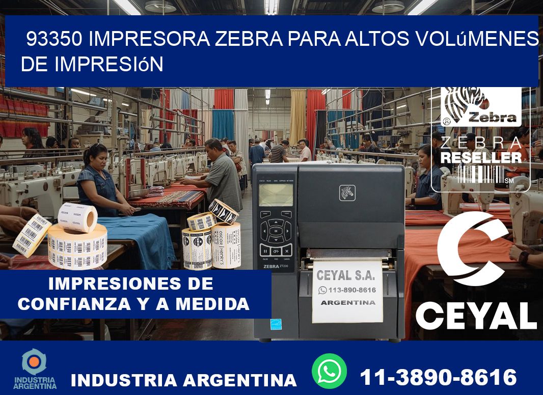 93350 impresora zebra para altos volúmenes de impresión