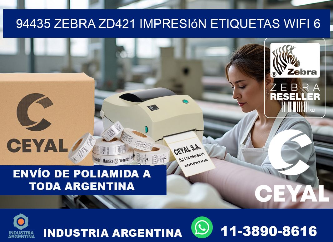 94435 Zebra ZD421 impresión etiquetas WiFi 6