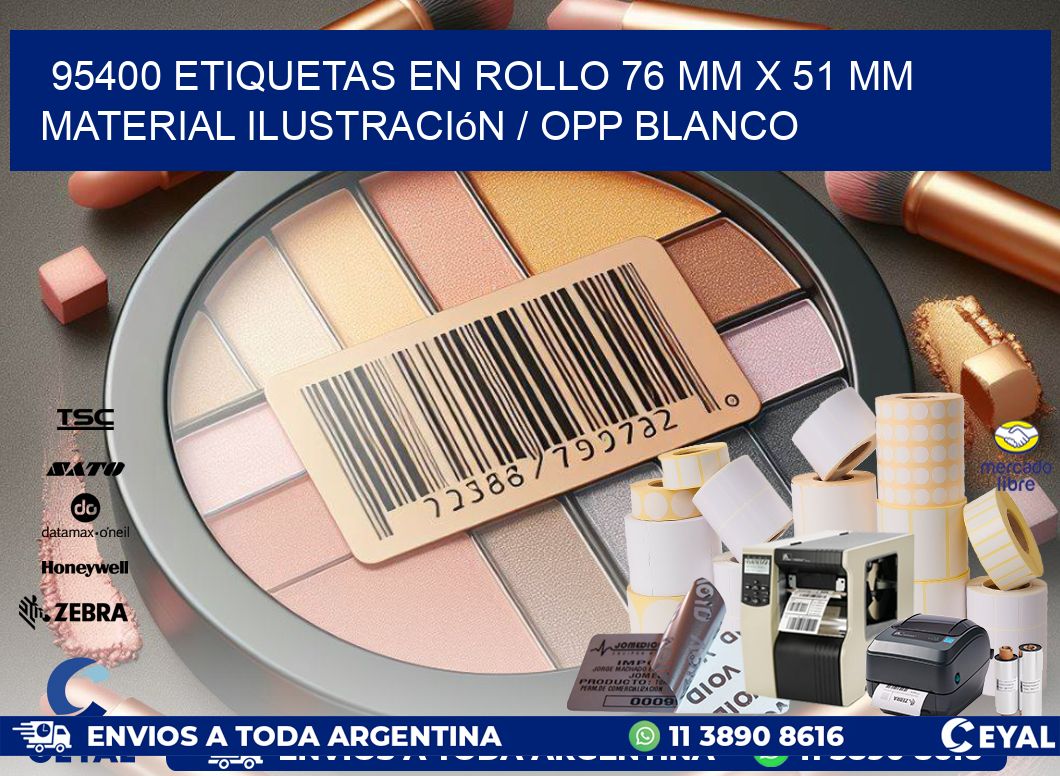 95400 Etiquetas en rollo 76 mm x 51 mm material Ilustración / OPP Blanco