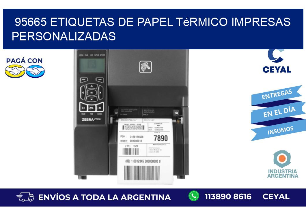 95665 Etiquetas de papel térmico impresas personalizadas