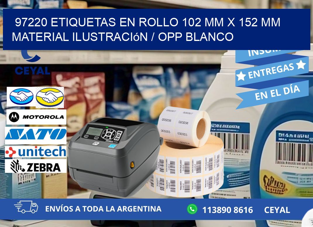 97220 Etiquetas en rollo 102 mm x 152 mm material Ilustración / OPP Blanco