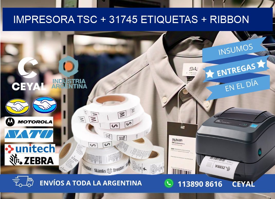 impresora TSC + 31745 etiquetas + ribbon