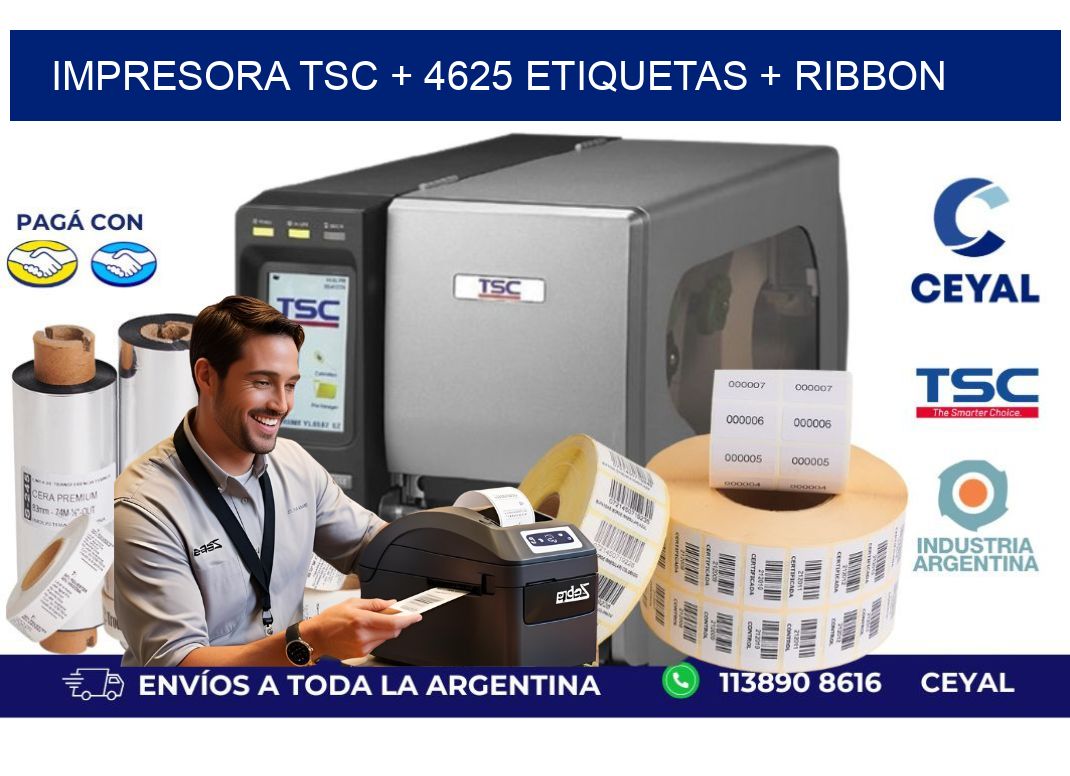 impresora TSC + 4625 etiquetas + ribbon