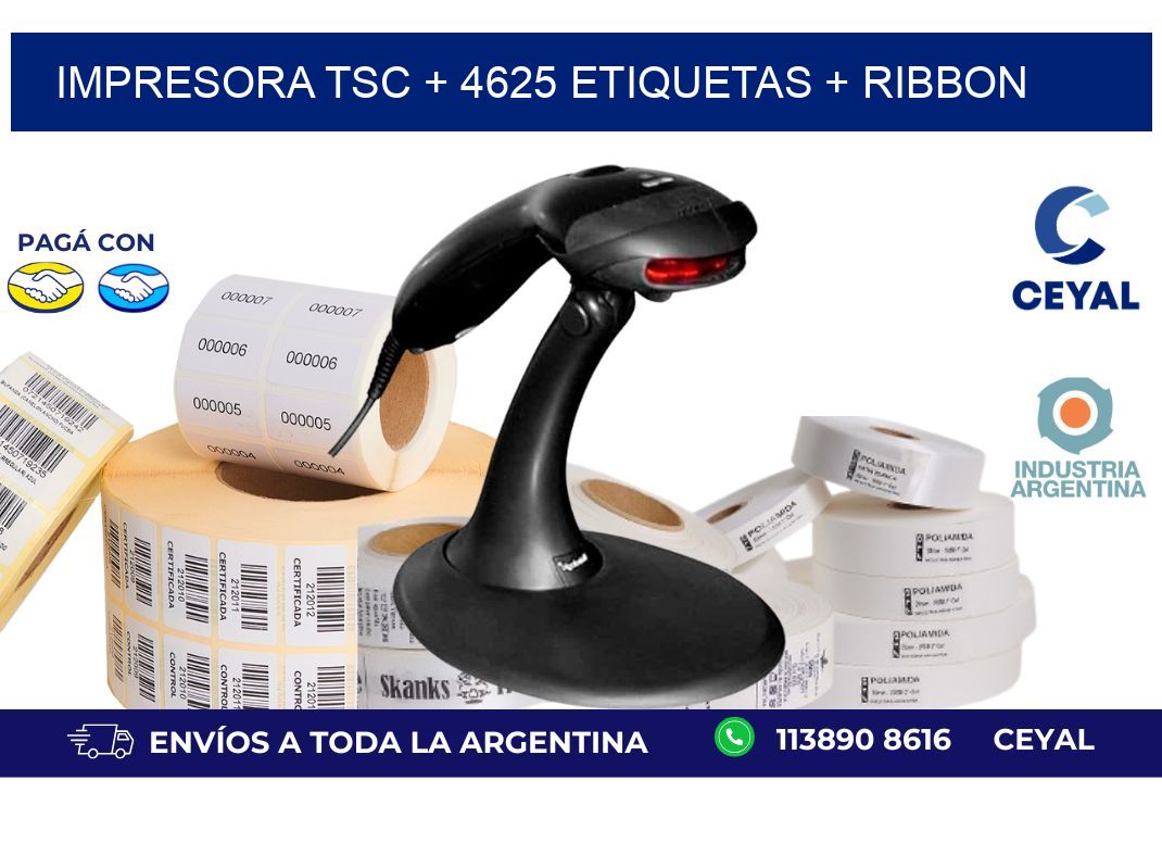 impresora TSC + 4625 etiquetas + ribbon