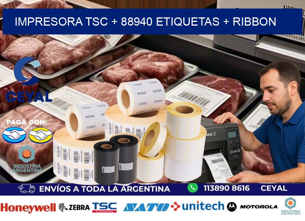 impresora TSC + 88940 etiquetas + ribbon
