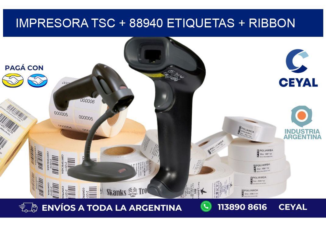 impresora TSC + 88940 etiquetas + ribbon