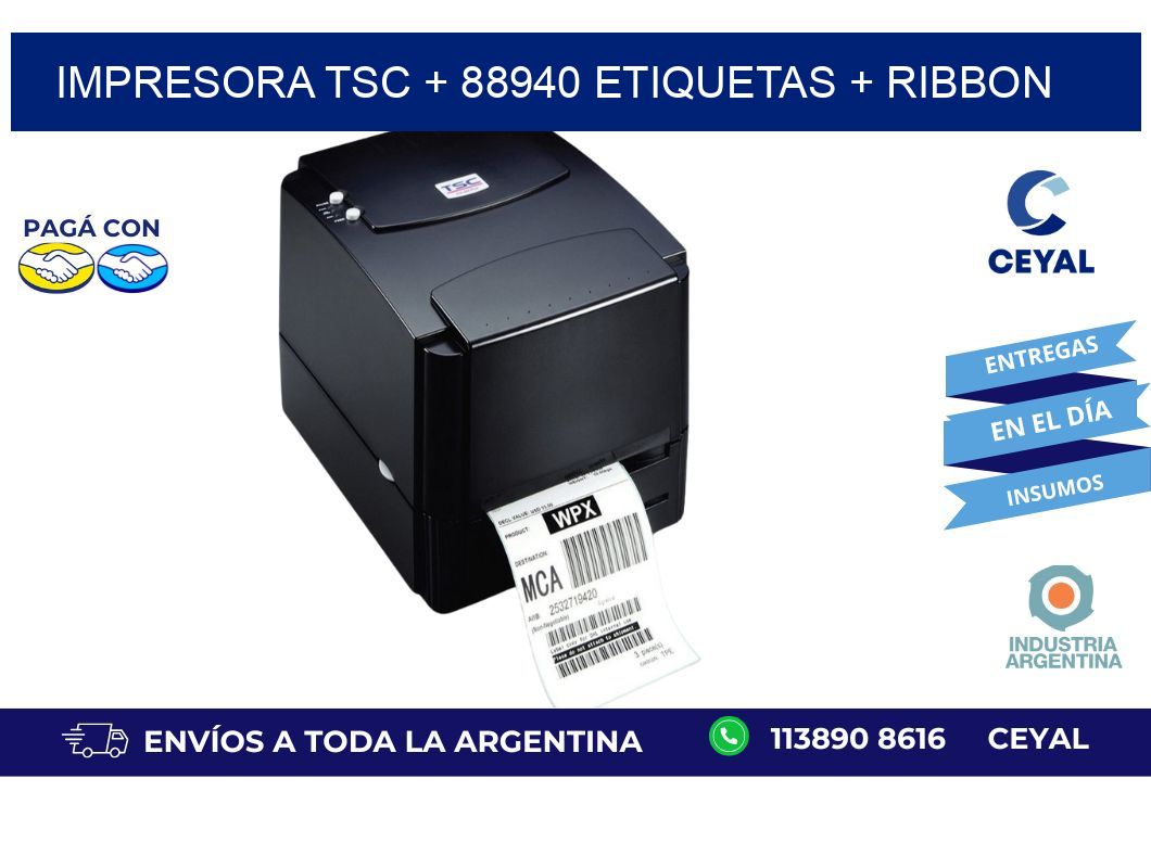 impresora TSC + 88940 etiquetas + ribbon