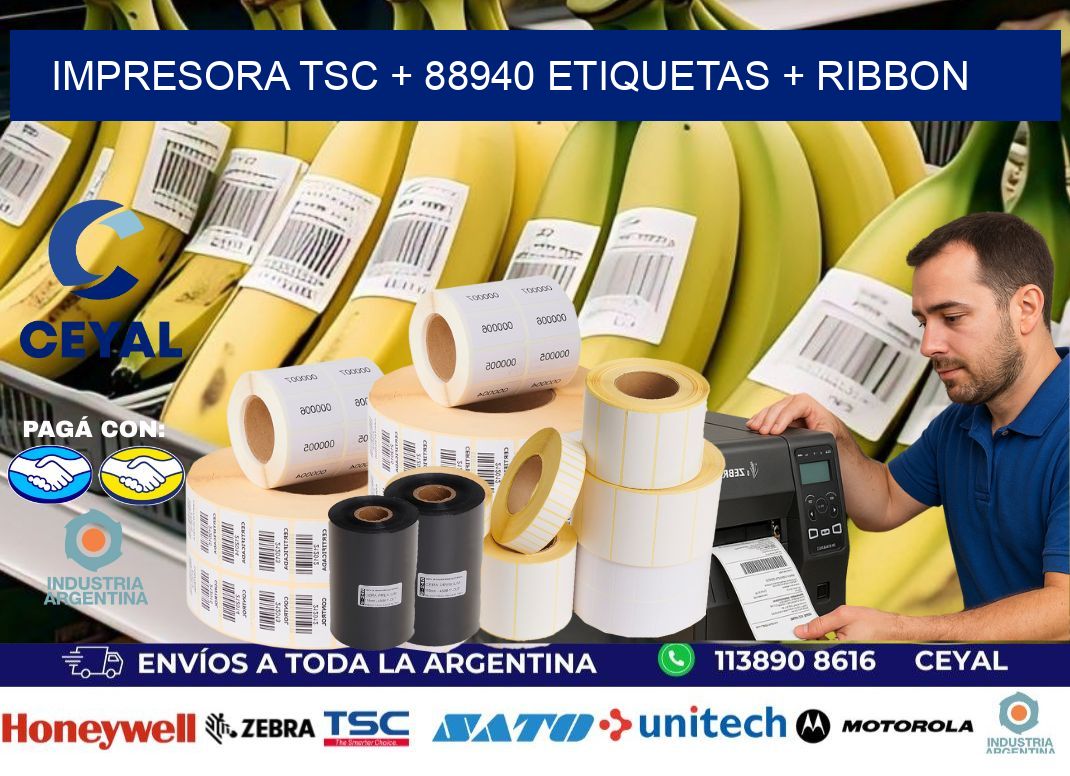 impresora TSC + 88940 etiquetas + ribbon